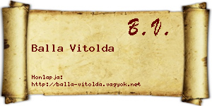 Balla Vitolda névjegykártya
